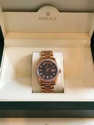 Rolex Day - Date President 18k Yellow Gold Champagne Diamond Dial 36mm Watch 18038