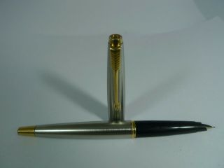 Vintage Parker 45 Fountain Pen 10k Gold Nib Full Metal Body Usa