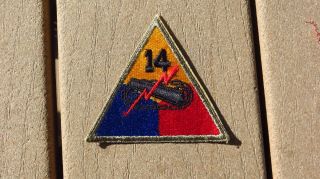 Ww2 Us Army Military 14th Armored Division Forces Patch Ssi Insignia