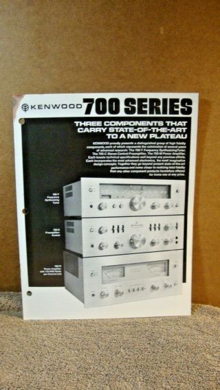1970s Kenwood 700 Series Three Way Components 7 Page Pamphlet Booklet W Specs
