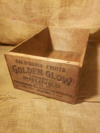 Vintage Fruits Crate Wood Box California Fruits Golden Glow Prune/apricots Prim