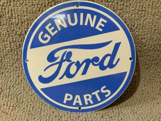 12in Ford Parts And Service Porcelain Enamel Sign Oil Dealer Service