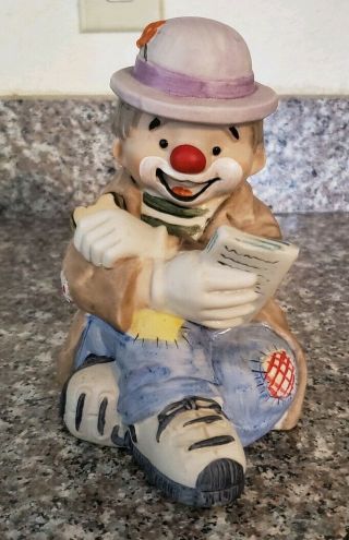 Vintage Handpainted Ceramic Hobo Clown Bank