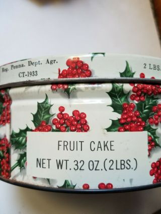 Vintage Christmas Cookie Tin Holly Leaves Berries Montgomery Ward 2