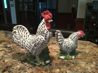Ceramic Hen And Rooster Set