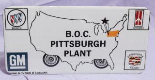 Vintage B.  O.  C.  Pittsburgh Plant Vanity License Plate Buick Olds Cadillac Jds