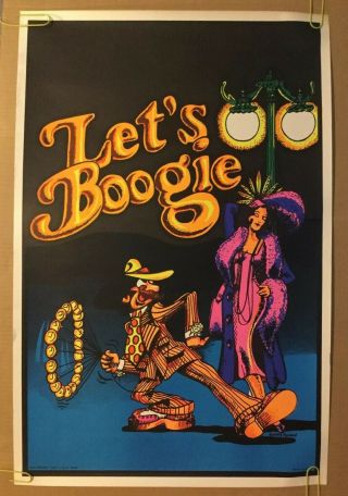 Vintage Blacklight Poster Let’s Boogie 1970’s Pin - Up Hanson Psychedelic