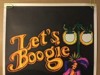Vintage Blacklight Poster Let’s Boogie 1970’s Pin - Up Hanson Psychedelic 2