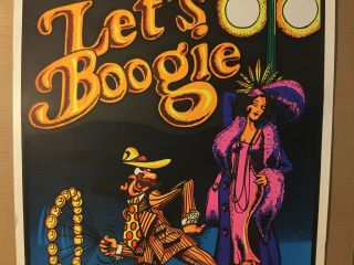 Vintage Blacklight Poster Let’s Boogie 1970’s Pin - Up Hanson Psychedelic 3
