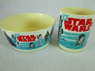 Vintage 1977 Star Wars Plastic Cup And Bowl Set By Deka