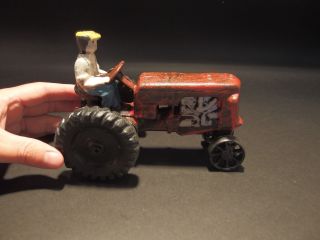 Antique Vintage Style Cast Iron Red Farm Tractor Toy Car