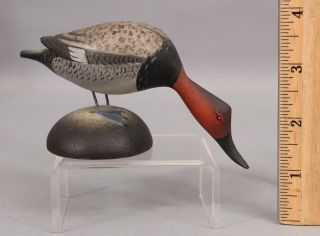 Miniature Antique Elmer Crowell Carved & Painted Folk Art Canvasback Duck