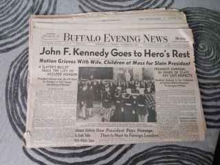 Vintage Buffalo Evening News Jfk Newspaper 11/25 1963 - Buffalo Ny Complete