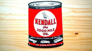 Vintage Kendall 2000 Mile Oil Porcelain Enamel Die Cut Oil Can 11  Sign Gas Nr