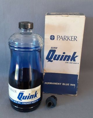 Vintage Parker Quink Ink Bottle - Permanent Blue Ink - 20fl Oz.  568cc.