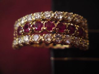 Vintage 18ct Yellow Gold Two Carat Ruby Sapphire Diamond Swivel Night Day Ring