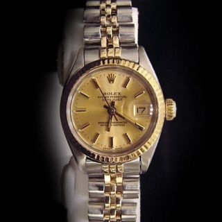 Rolex Datejust Lady 2tone 14k Gold Stainless Steel Watch Jubilee Champagne 6917
