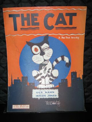 1927 Cartoon Cover Art Sheet Music " The Cat " Fox Trot Novelty