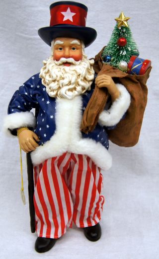 Clothtique Possible Dreams Yankee Doodle Santa Claus Us Uncle Sam Figure - B1726