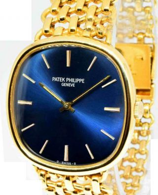 Patek Philippe Mens Vintage Ellipse 18k Yellow Gold Watch & Pouch 3644/2