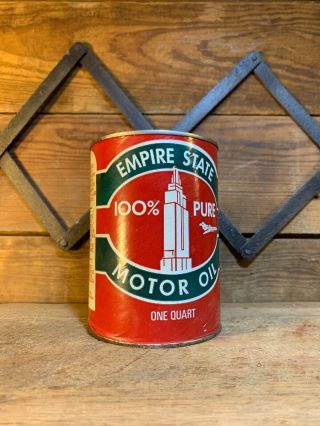 Empire State Oil Can Vintage Motor Full Gulf Texaco Gas Pump Sign Shell