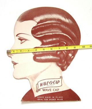 Nifty Unusual Vintage Old 1920s Wave - O - Cap Head Shape Advertising Sign