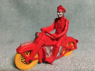Vintage Auburn Rubber Company Policeman On Motorcycle Toy