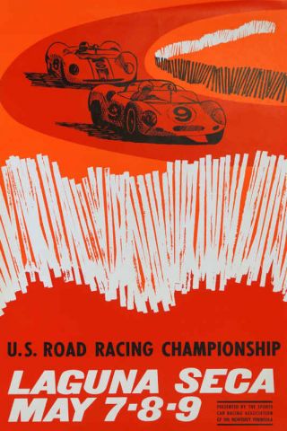 Vintage 1965 Laguna Seca Us Grand Prix Auto Racing Poster Print 36x24 9mil Paper