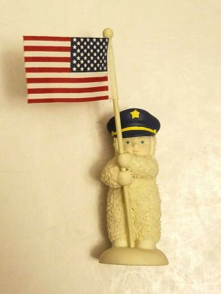 Snowbabies Dept 56 Policeman With American Flag " To Protect You "