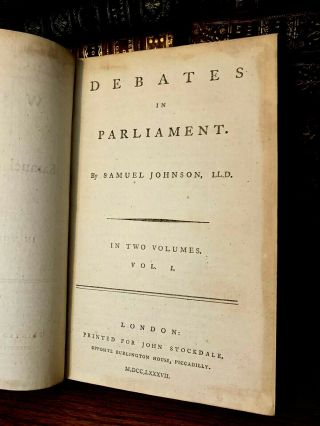 1787 Debates In Parliament By Samuel Johnson