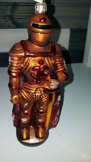 Vintage Radko 1996 Knight In Armor Hand - Painted Glass Christmas Ornament W/ Tag