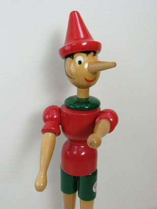 Vintage Pinocchio Doll Giocattoli Brevettati Painted Wood Wooden Italy 23” Tall
