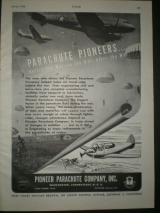 1945 Paratroopers Jumping From Planes Wwii Parachute Vtg Pioneer Trade Print Ad