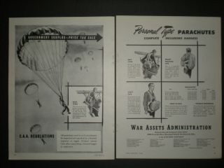 1946 Paratrooper Wwii Parachute Vtg Government Surplus War Assets Trade Print Ad