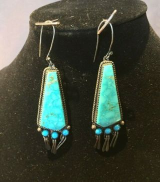 Vintage Old Pawn Navajo Earrings Sterling W/turquoise Stone 