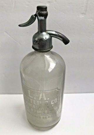 Vintage Selzer Bottle L.  A.  Bottling Co.  Jamaica L.  I.  Lou.  Armet Prop