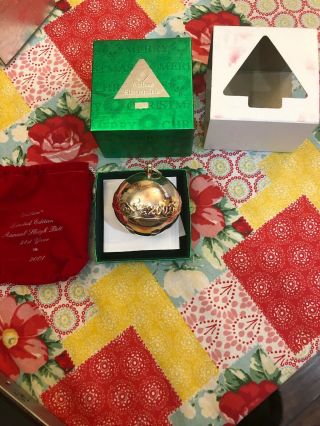 Wallace 2001 Limited Edition Silver - Plated Sleigh Bell/ Ball Christmas Ornament