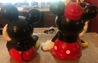 Set of 2 Retro Vintage Disney Mickey & Minnie Mouse ceramic kitchen cookie Jars 2