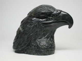 Inuit Alaskan Carved Eagle Hawk Head Large Vintage1980s Bust Black Bird Animal