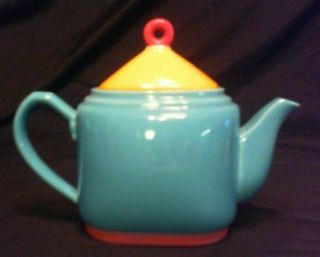 Vintage Colorful Blue,  Pink And Yellow Lindt Slymeiser Teapot,  4 Cup Japan