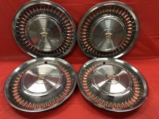 Vintage Set Of 4 1971–72 Cadillac 15 " Hubcaps Coupe Deville Fleetwood Good Cond.