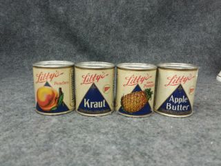 4 Libby Miniature Air Filled Play Store Or Salesman Sample Advertising Tins Old