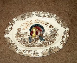 Vintage Turkey Platter Made In Japan 16 X 12 Inches Signed