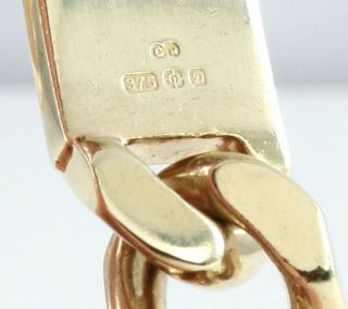 Vintage Men ' s Gents Solid 9Ct Gold Flat Curb Link Chain Identity Bracelet 97.  1g 3