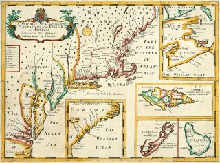 1700 Map Plantations Of The English In America British Colonies Wall Art Poster