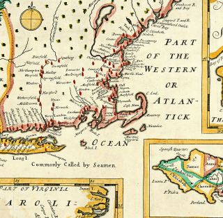 1700 Map Plantations of the English in America British Colonies Wall Art Poster 2