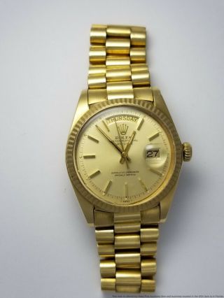 1803 Rolex President Day Date 18k Gold Mens Vintage 1970s Watch