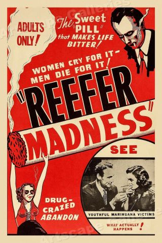 1950s Marijuana Movie Poster - " Reefer Madness " Adults Only - 20x30