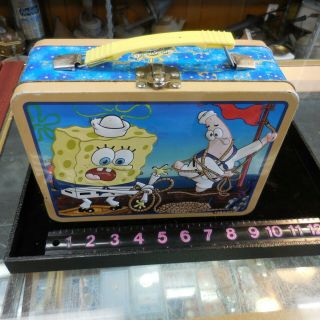 Vintage Spongebob Yellow Label Metal Lunch Box