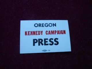 Political Campaign Pinback Buttons 1968 Robert F.  Kennedy Press Pass